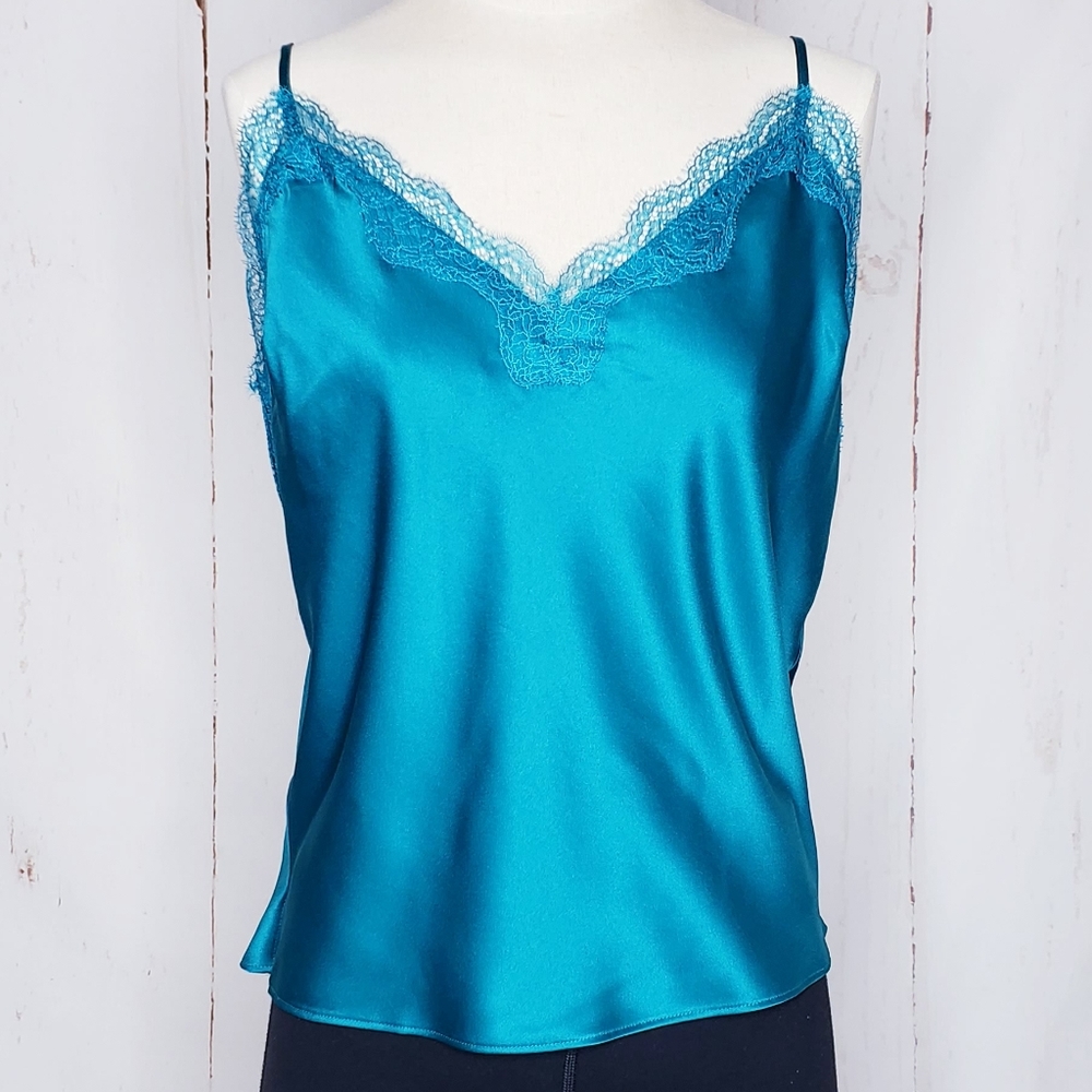 Victoria's Secret Camisole Lace Trim Green Top